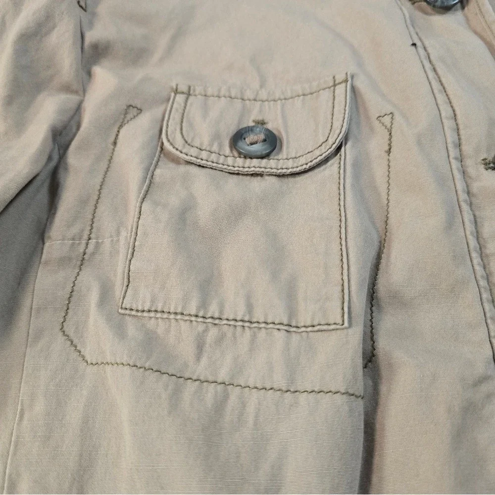 Ann Taylor LOFT Womens XL Tan Khaki Utility Field Jacket Button Front Drawstring - Picture 9 of 10